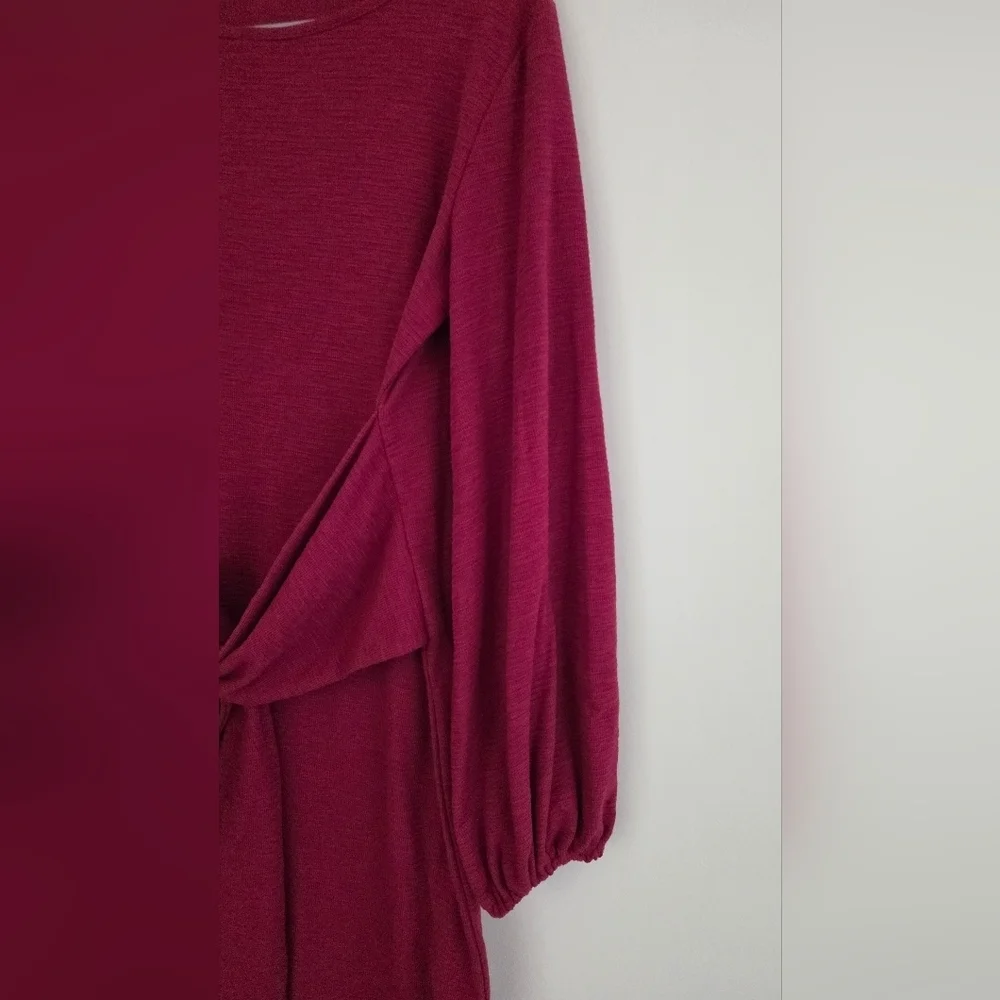 R.Vivimos Burgundy Tie Waist Sweater Dress